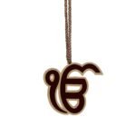 Ik Onkar Wooden Car Hanging: Sikhism Accessory